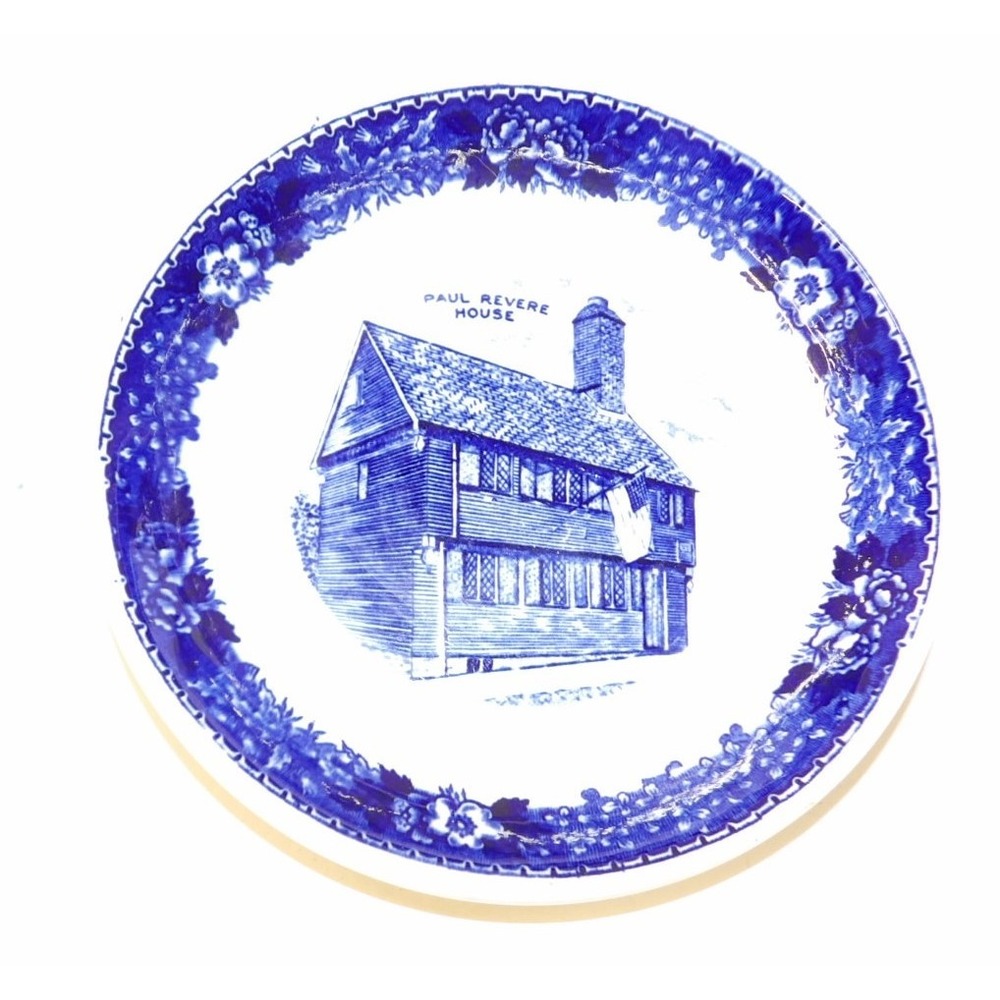 Jonroth Adams England Paul Revere House Blue White Transferware Collector Plate